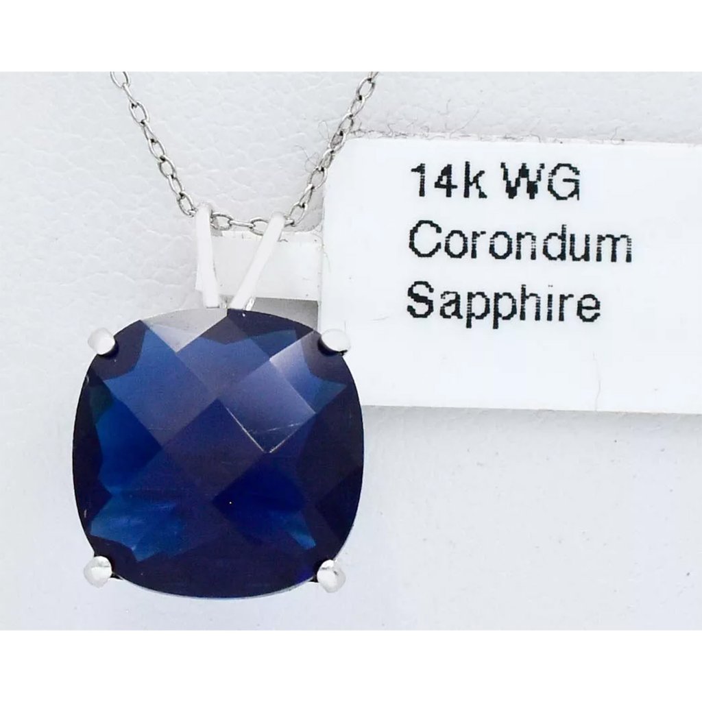 Single Gemstone Blue Sapphire 6.84 Cts Pendant 14k White Gold